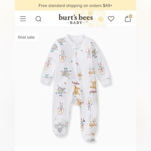 Burt's Bees Baby Animal Print Footie - White